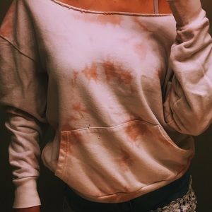 cut pink tie dye sweatshirt